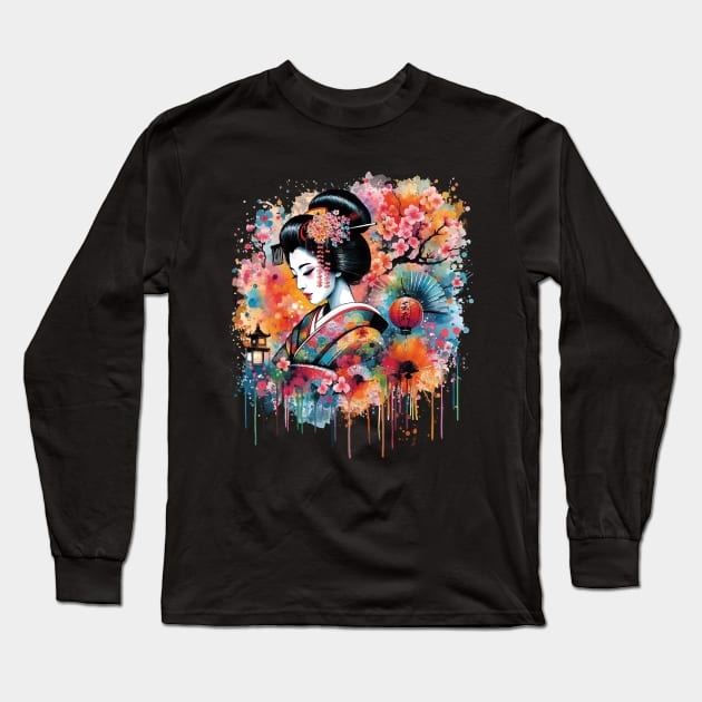 Geiko watercolor Long Sleeve T-Shirt by DrMonekers